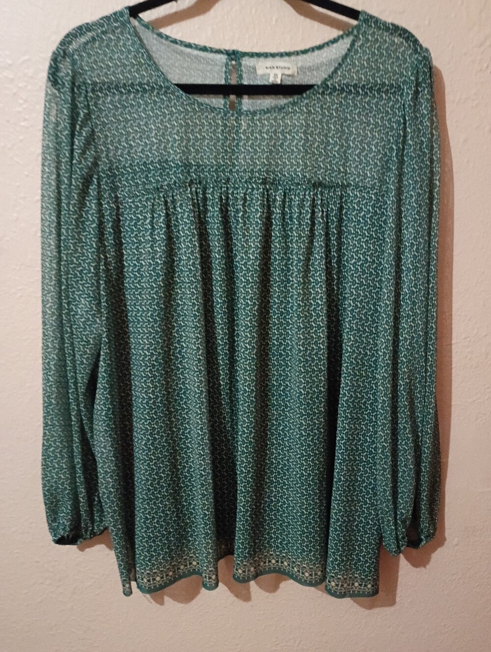 Max Studio Size 2X Lined Long-Sleeve Peasant Blouse